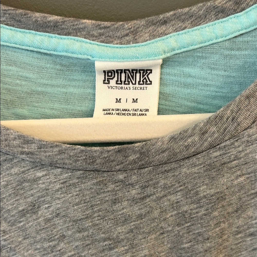 PINK Victoria's Secret Gray and Light Blue Tank size medium - Picture 2 of 8